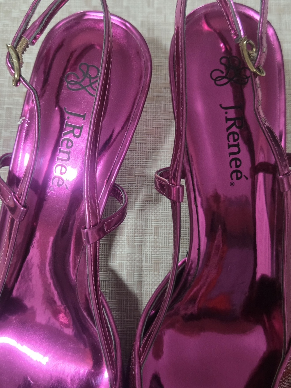 J. Reneé Electra Fuchsia Metallic Rhinestone Pointed Slingback Heels - Picture 4 of 8